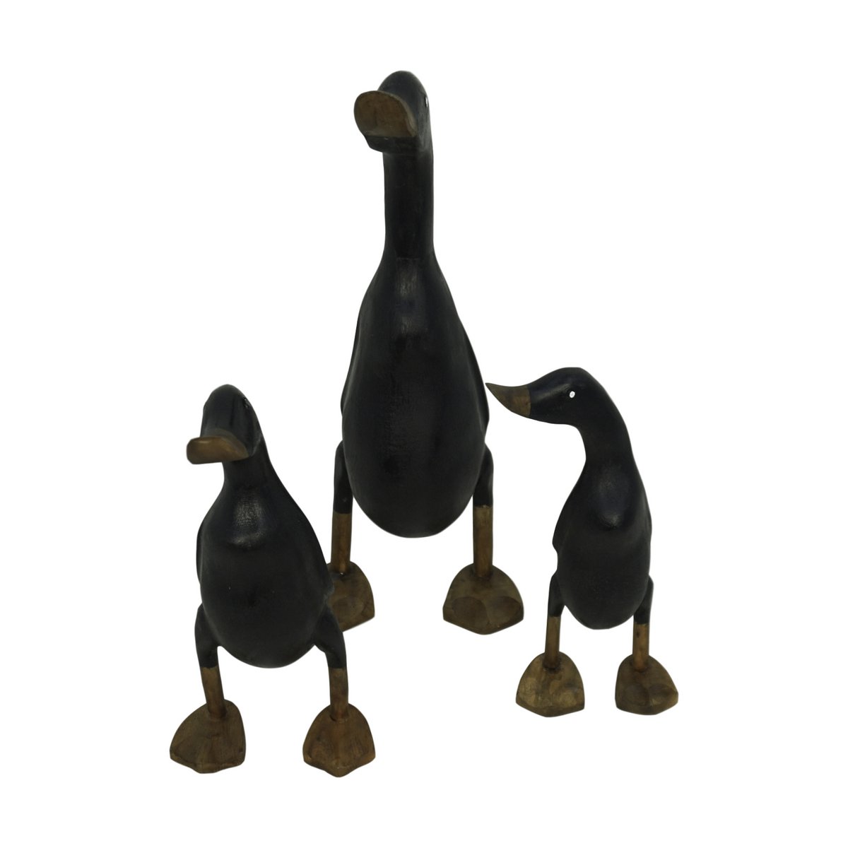 3 Piece Duck Figurine Set - black - bamboo