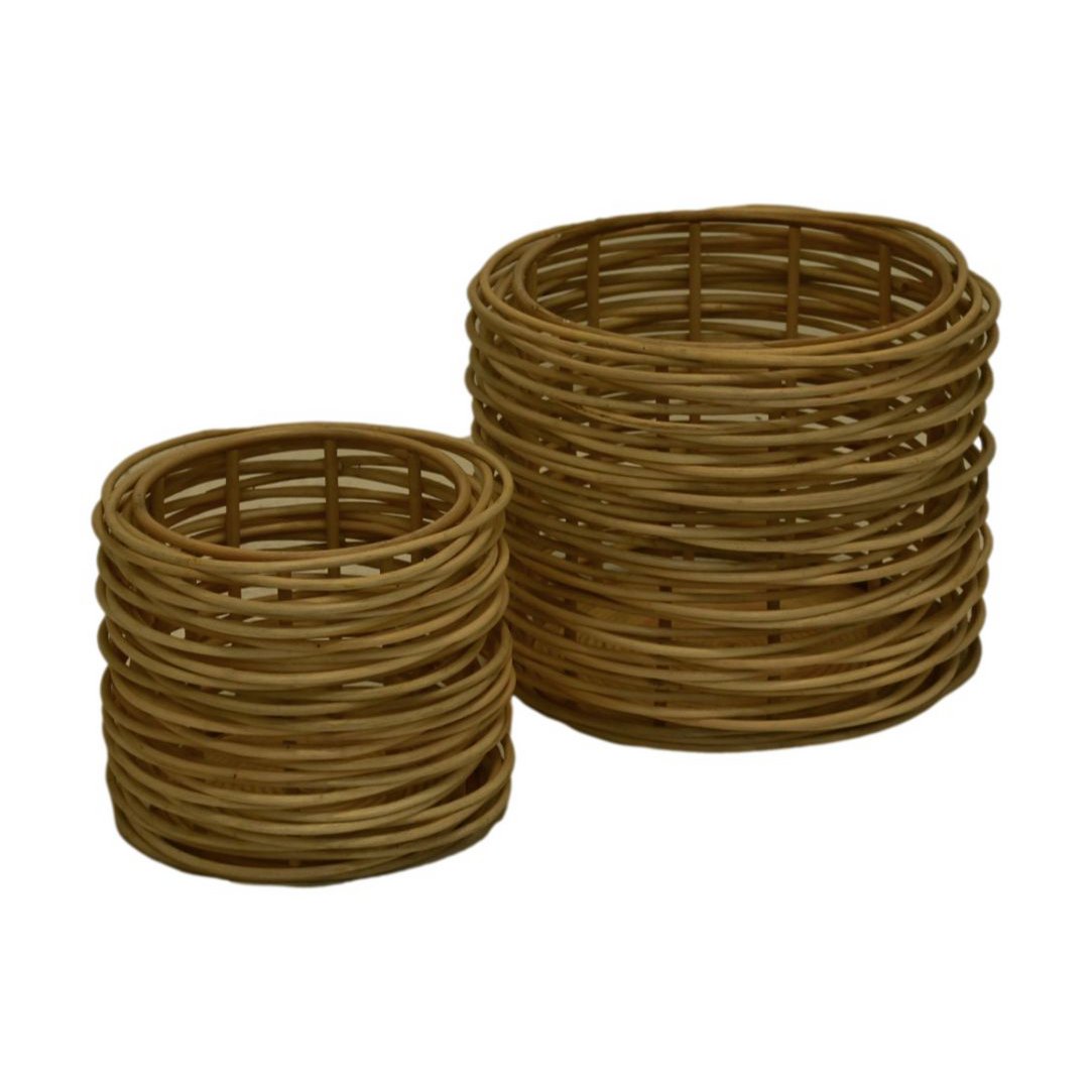 Baskets Set of 2 -  ø36X30/ ø50x40 - Natural - Rotan