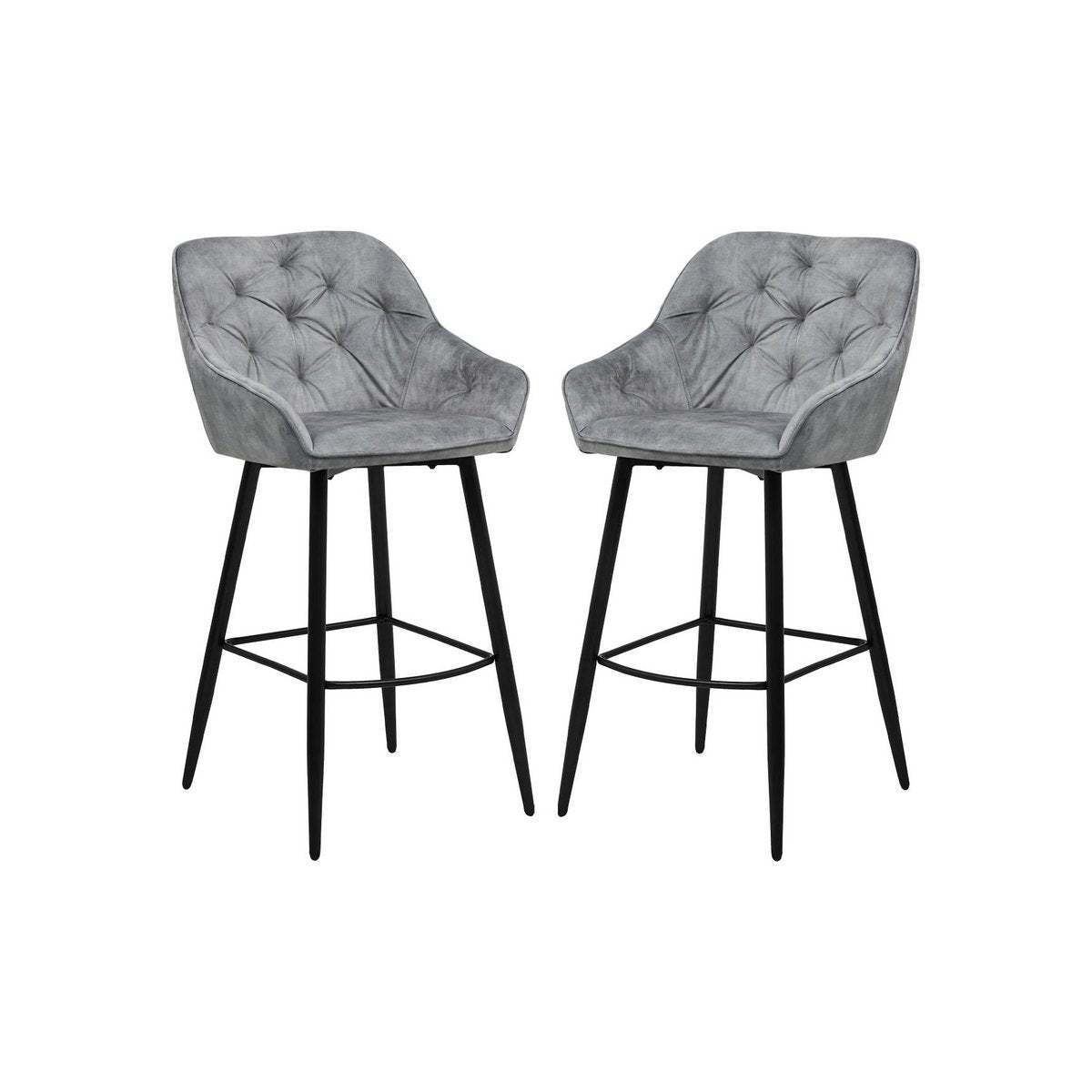 BarStool Liverpool - Set of 2 - 56x61x107 - Velvet/metal - lightGrey