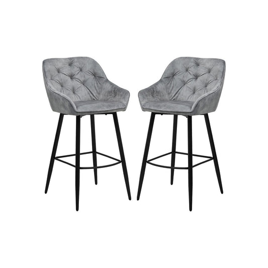 BarStool Liverpool - Set of 2 - 56x61x107 - Velvet/metal - lightGrey