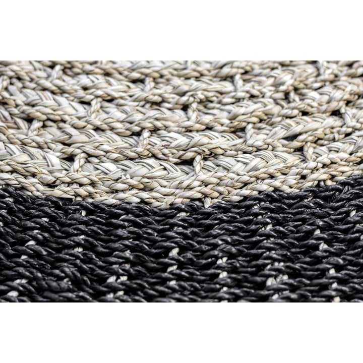 Tapijt Malibu - ø100 cm - raffia/zeegras - Naturel/Zwart