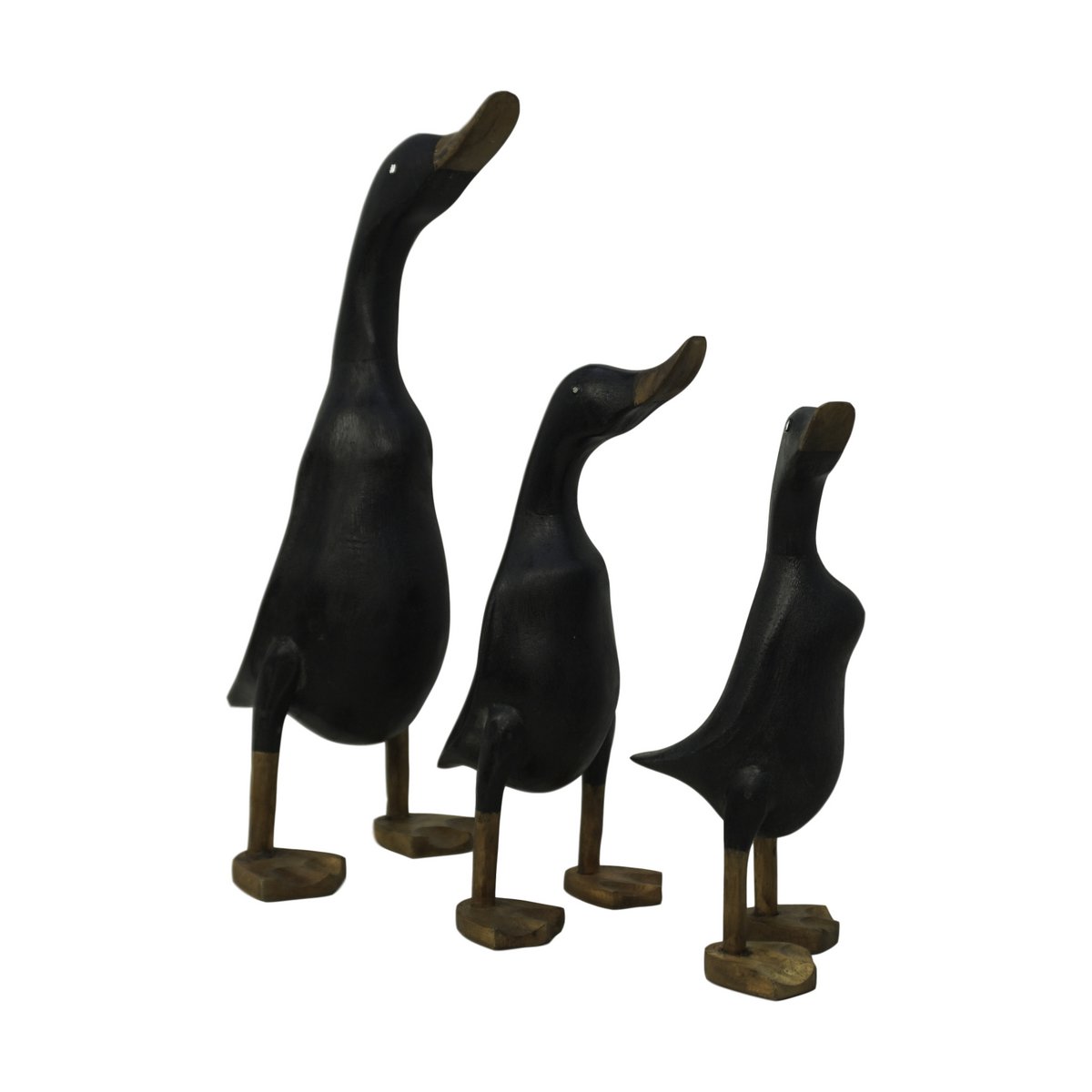 3 Piece Duck Figurine Set - black - bamboo