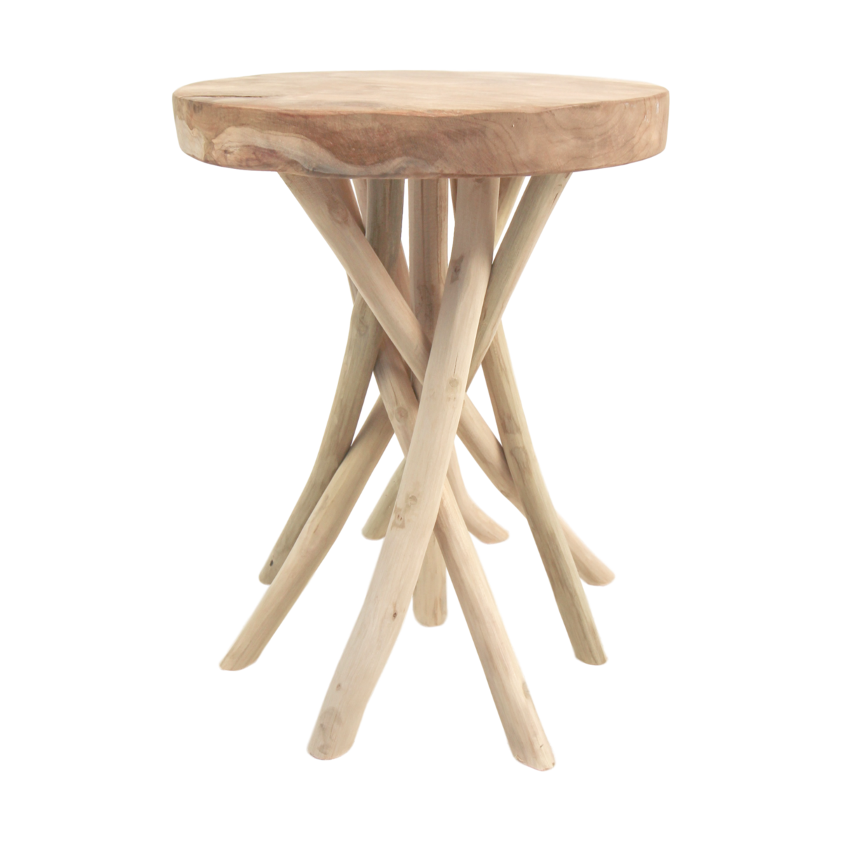 Accent stool Branch - light brown - teak - new