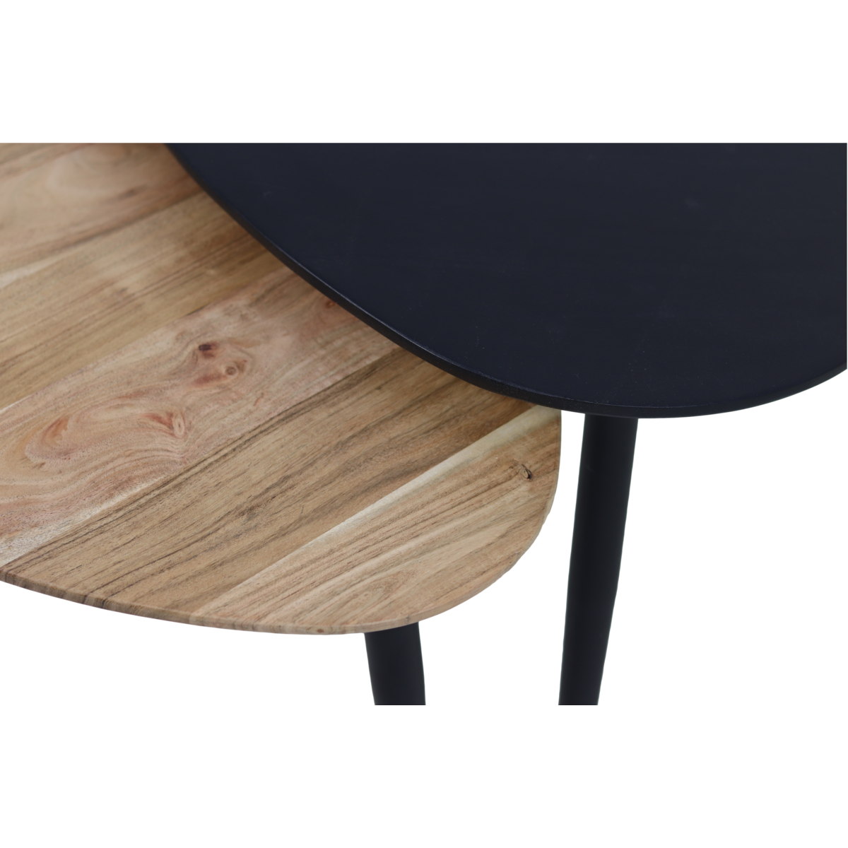 Coffee tables Zurich - ø70/ø50/ø45 - Natural/black - Acacia wood/iron - set of 3