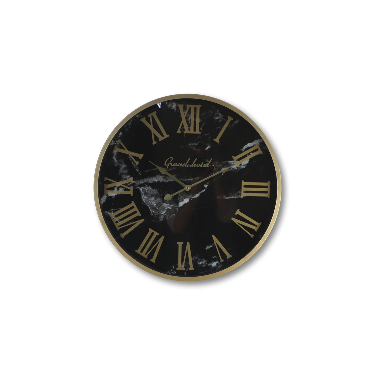 Wall clock Roman Marseille - ø50x6 cm - Black - Marble look/Iron