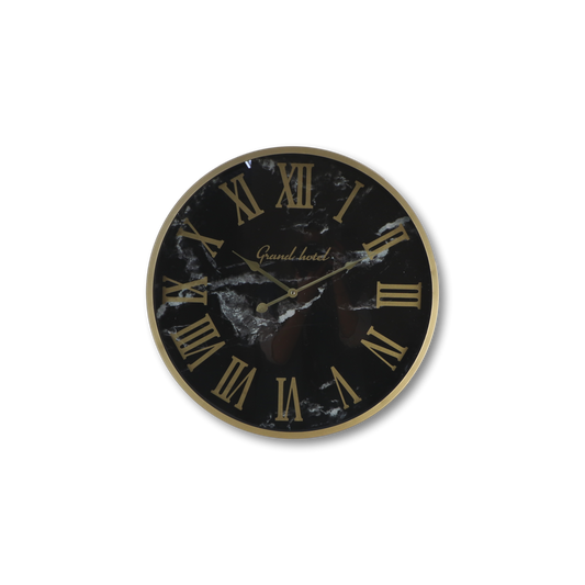 Wall clock Roman Marseille - ø50x6 cm - Black - Marble look/Iron