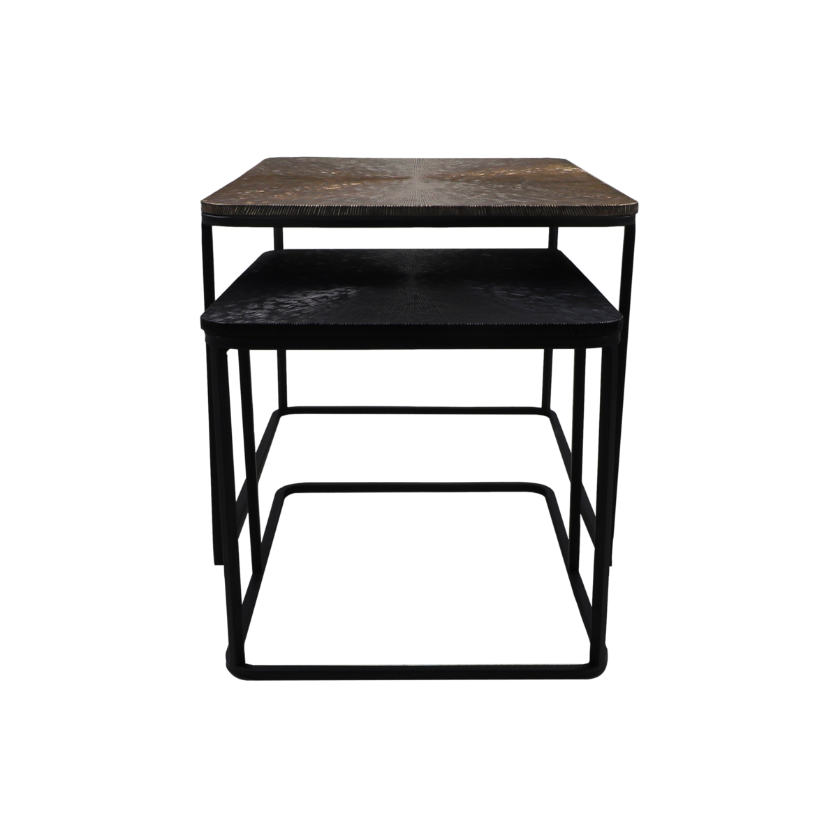 Coffee table Fletcher - 70x50x45/55x40x37 - Gold/black - Aluminum/Iron