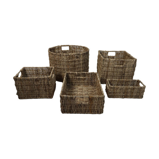 Baskets Set - ø47x30 - Natural - banana leaf - Set of 5