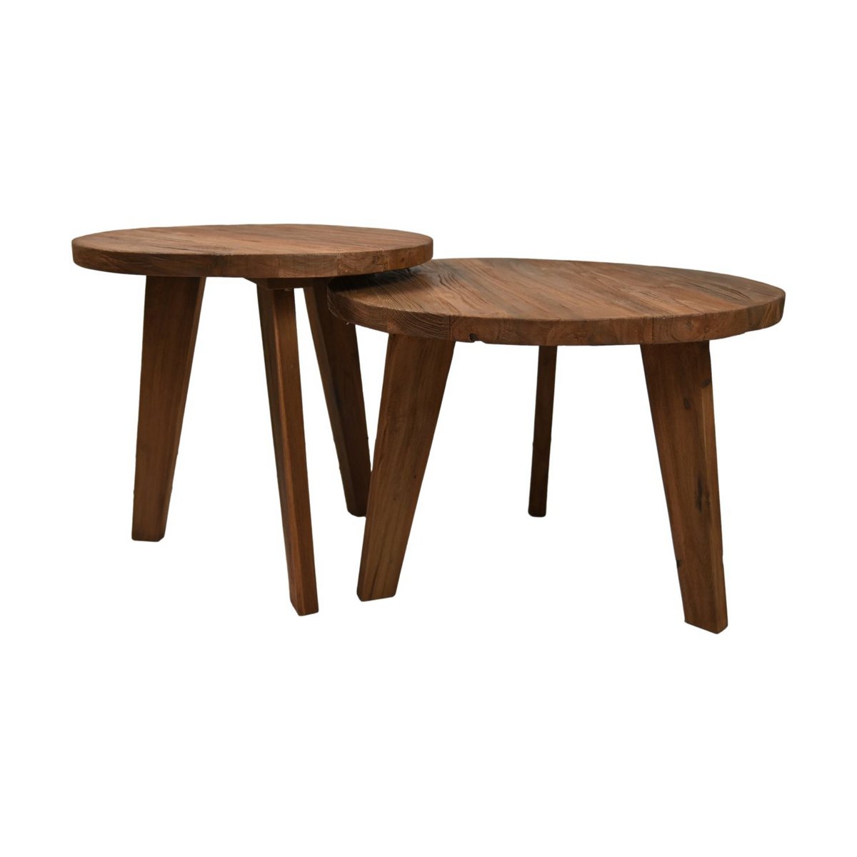 Coffee Tables Round Set of 2 - Ø60x43.5/Ø50x48.5 - Natural - Teak