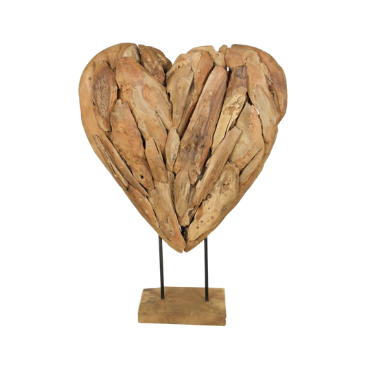 Wooden Heart Sculpture large - teak