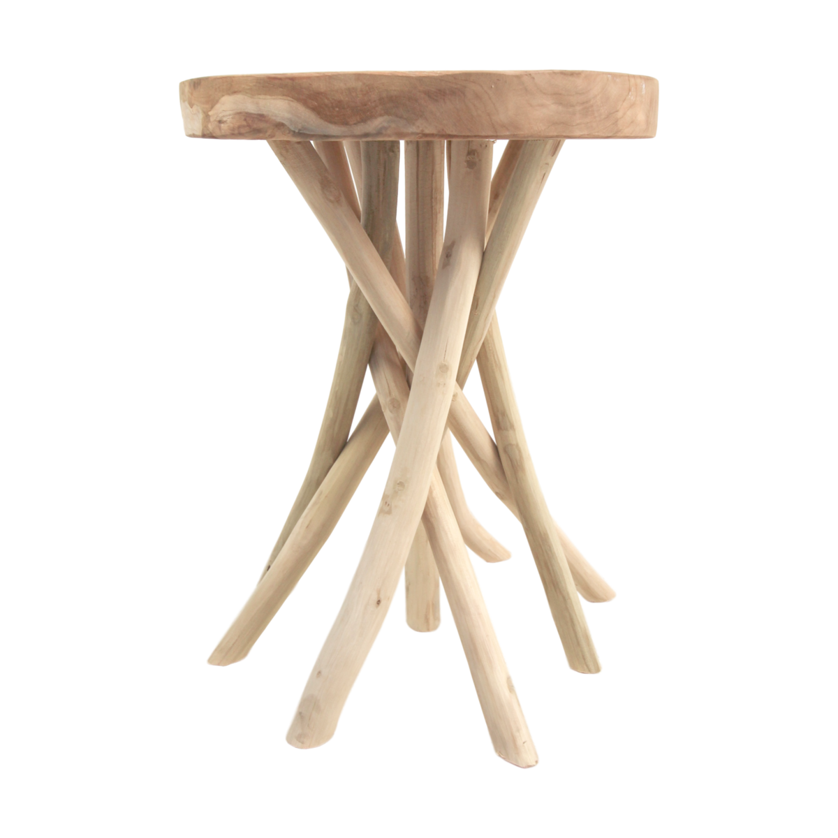 Accent stool Branch - light brown - teak - new