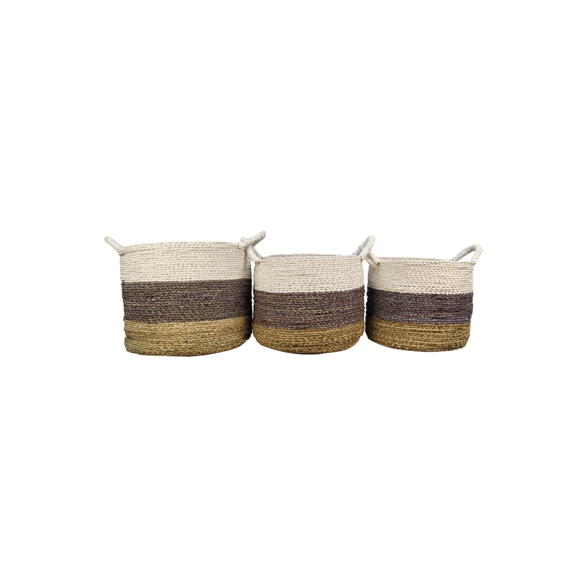 3 Piece Basket Set - natural/purple/white