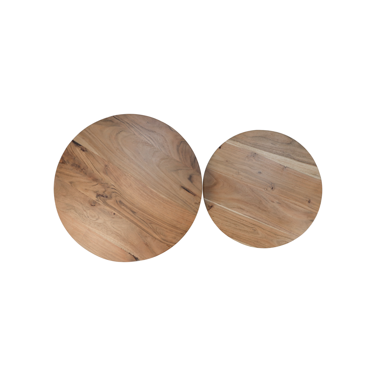 Coffee table - ø60/ø50 - Natural/black - Acacia wood/iron - Set of 2