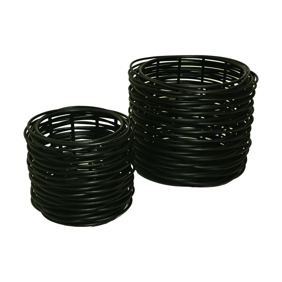 Baskets Set of 2 -  ø36x40/ø50x40 - Black - Rotan