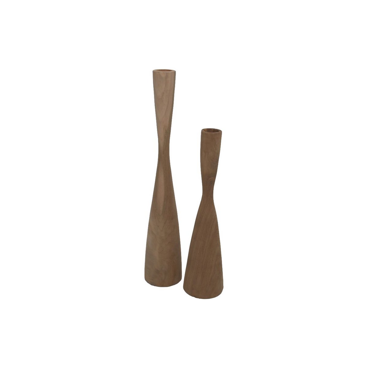 Candle Holder Set of 2  - ø8X32/ø8X42 - Natural - Teak