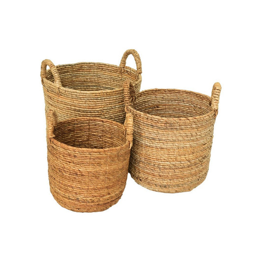 Baskets Set of 3 - ø42x39 - Natural - banana leaf