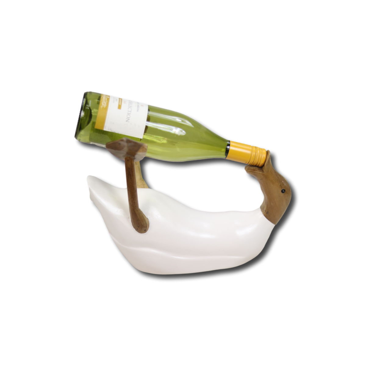 Bottle holder duck - 33x15x26 - White - Teak/bamboo