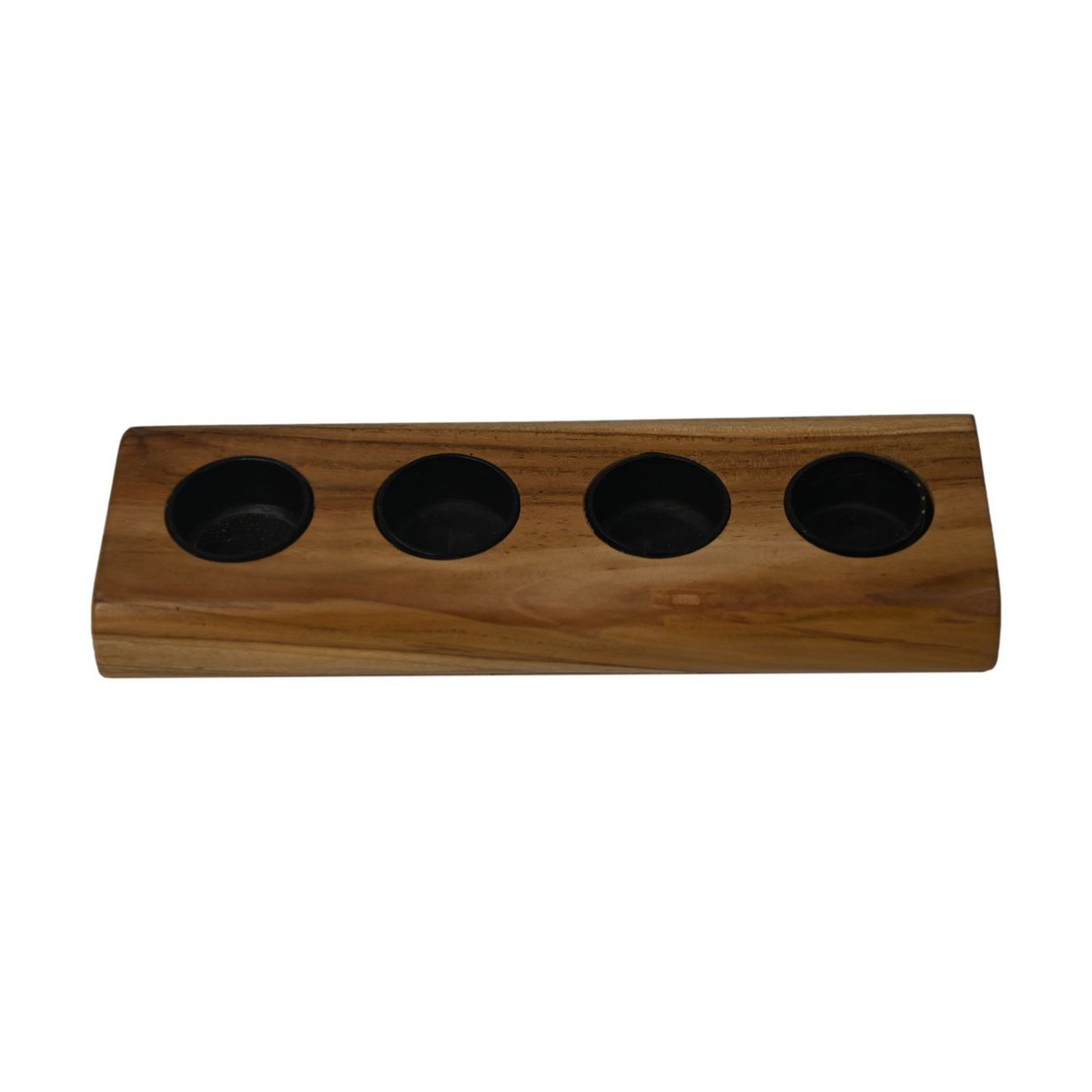 Waxine light holder 4 lights - 10x30x4 - Natural/Black - Teak