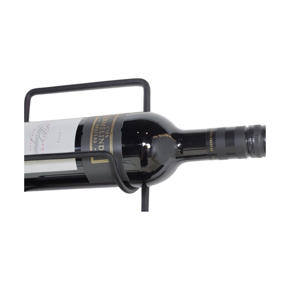 Wine rack 5 bottles - 15x10x70 - Natural/Black - Mango wood/metal