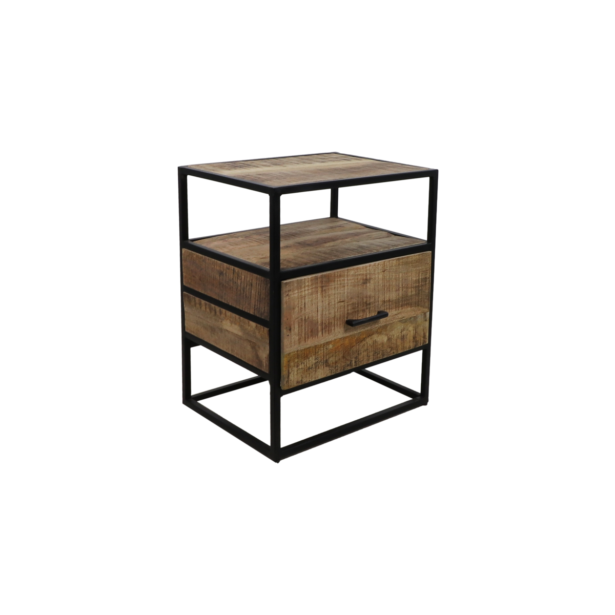 Bedside table - 45x35x55 - Brown/black - Mango wood/Metal