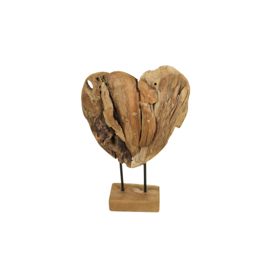 Wooden Heart Sculpture small - teak