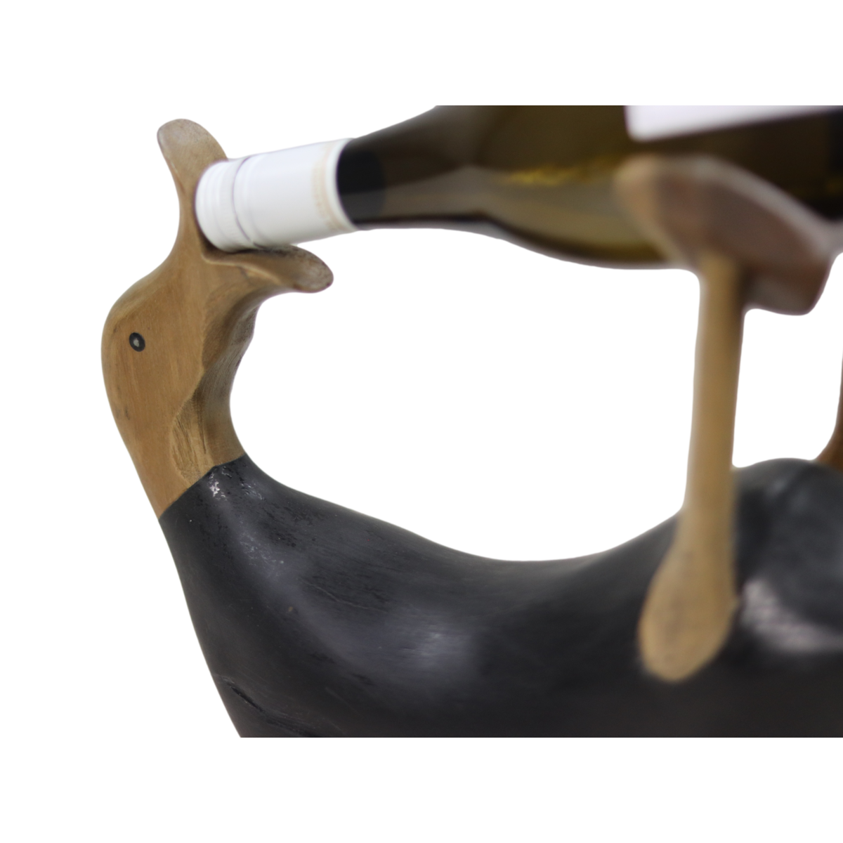 Bottle holder duck - 33x15x26 - Black - Teak/bamboo