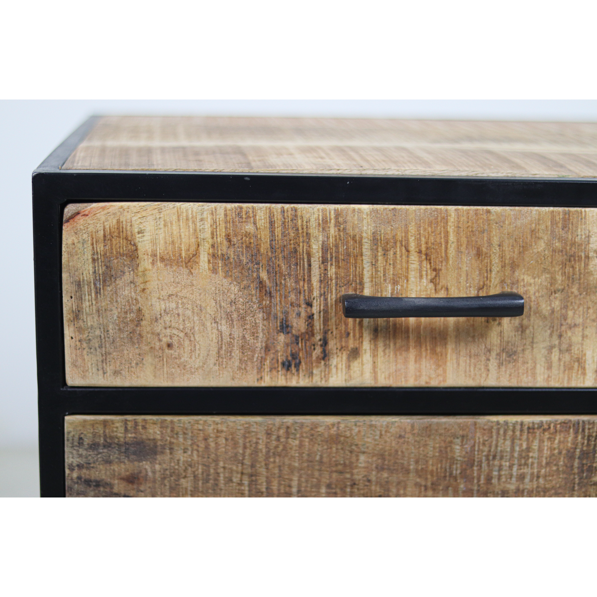 Bedside table 2 drawers - 45x40x55 - Brown/black - Mango wood/Metal