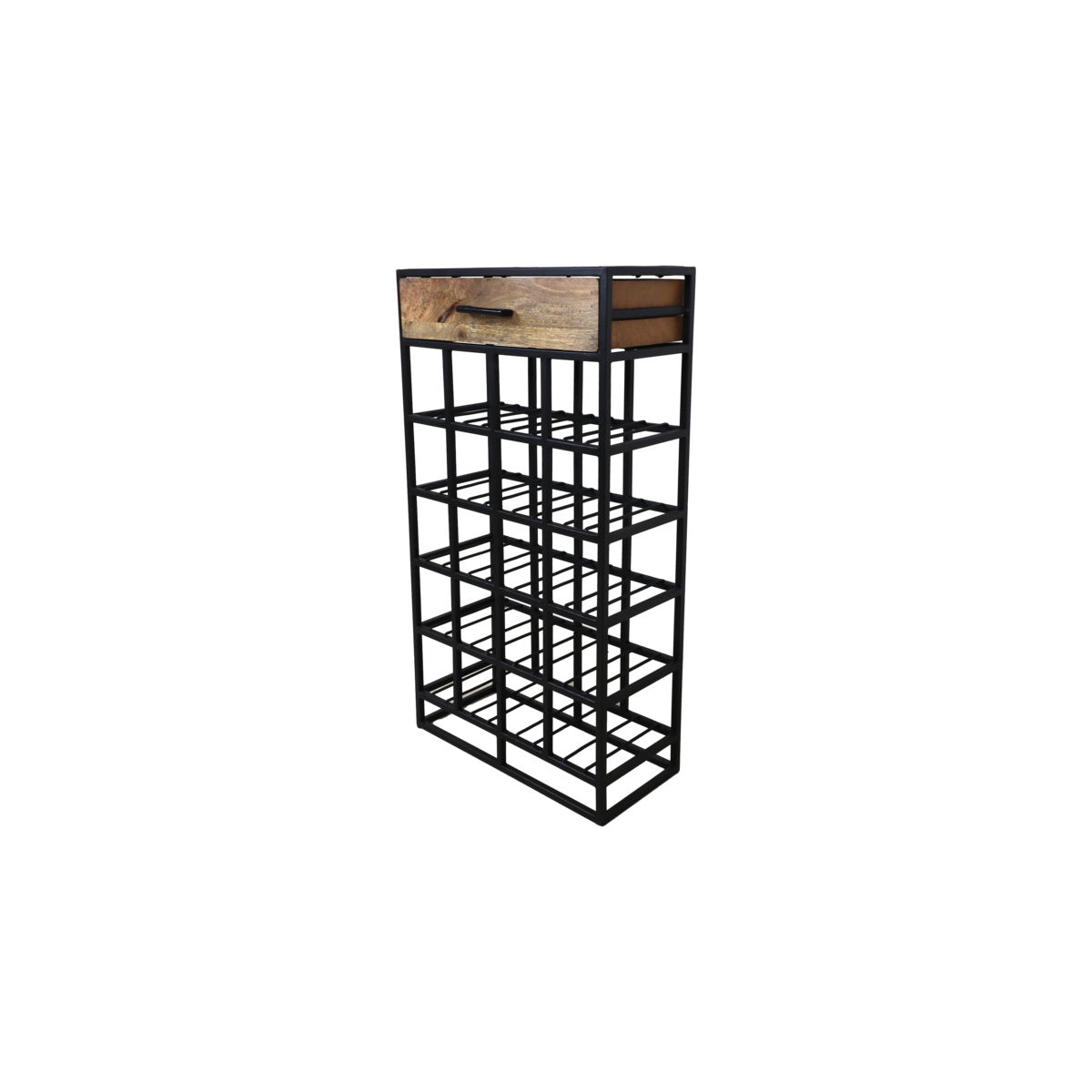 Wine rack 20 Bottles - 46x21x85 - Natural/black - Mango wood/iron