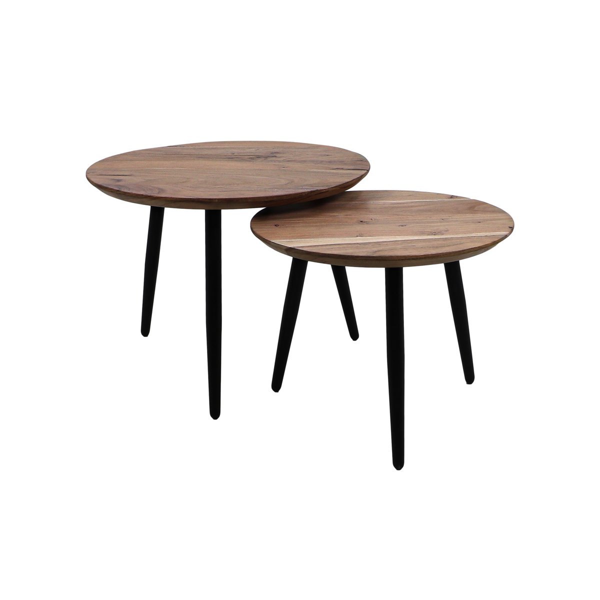 Coffee table - ø60/ø50 - Natural/black - Acacia wood/iron - Set of 2