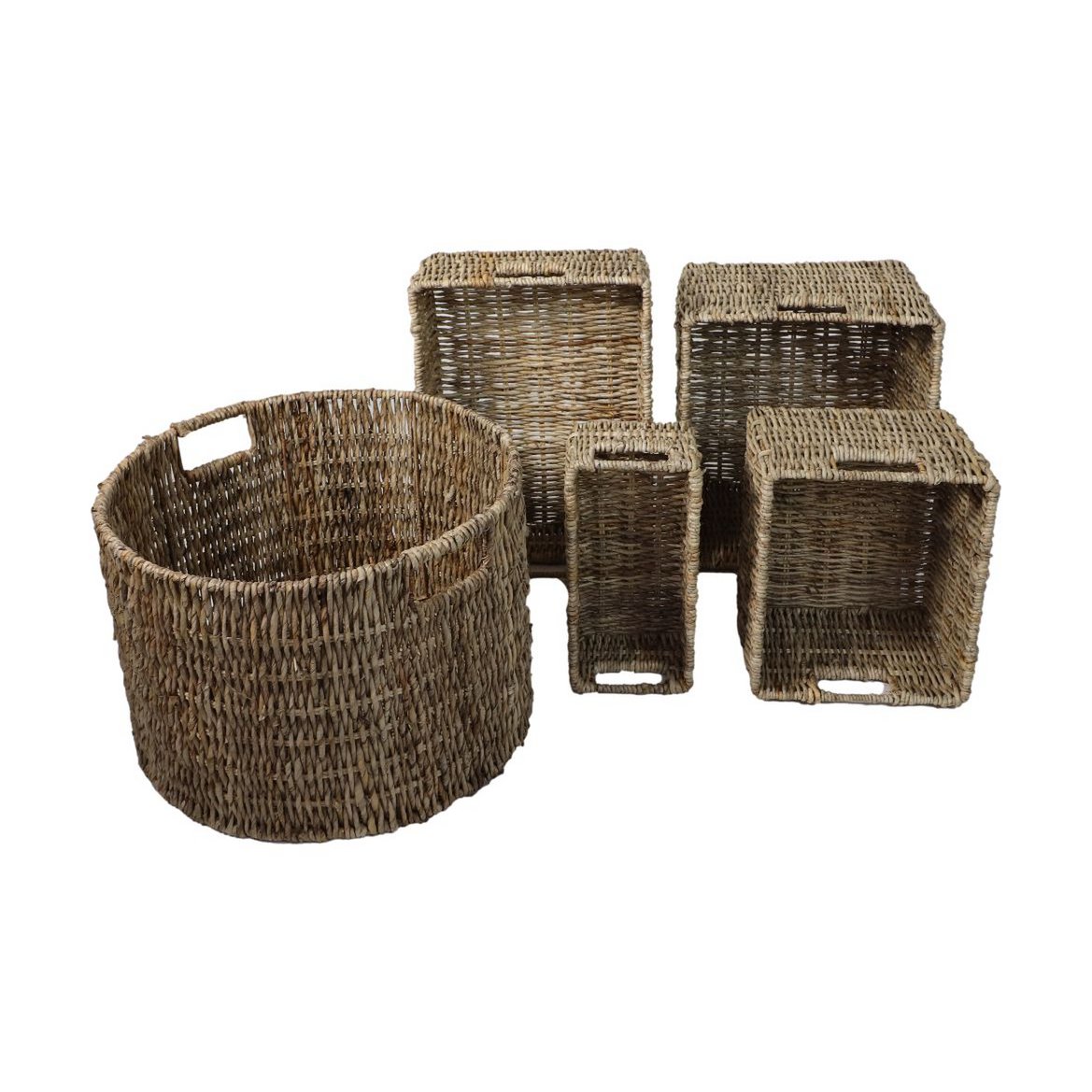 Baskets Set - ø47x30 - Natural - banana leaf - Set of 5