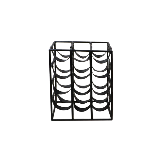 Wine Rack 12 Bottles - 30x32x42 - Black - Metal / Leather