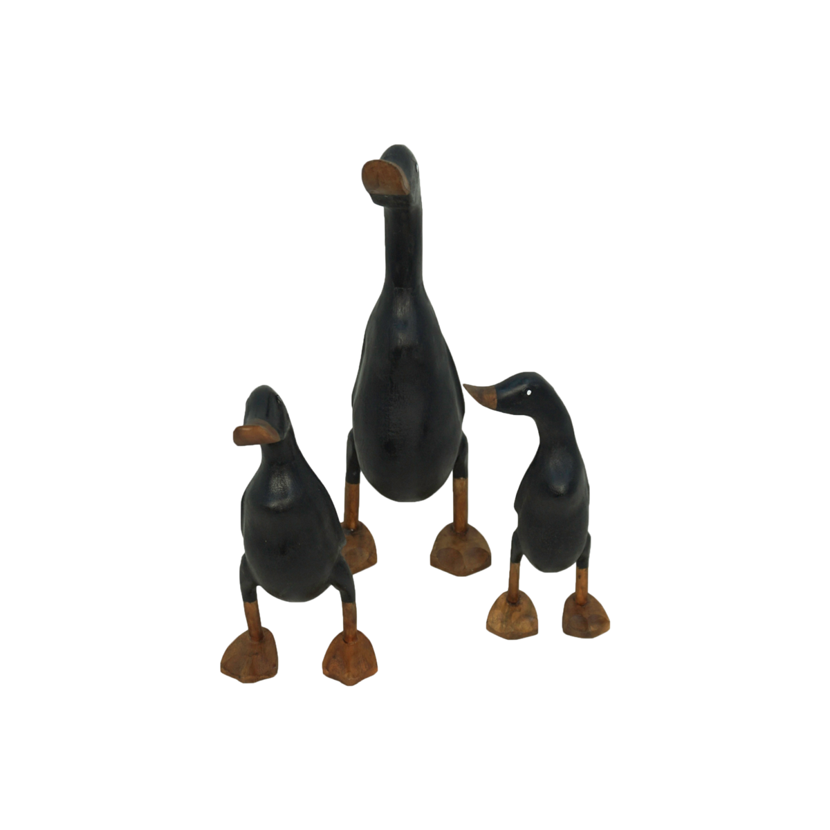 3 Piece Duck Figurine Set - black - bamboo