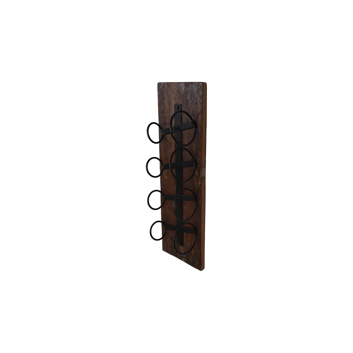 Wine rack 4 bottles - 20x14x65 - Brown/black - Old wood/metal