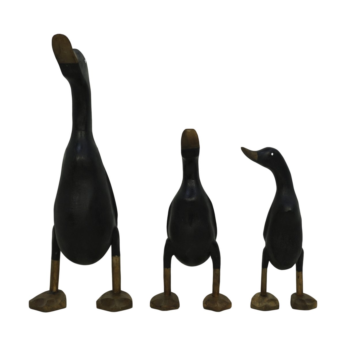 3 Piece Duck Figurine Set - black - bamboo