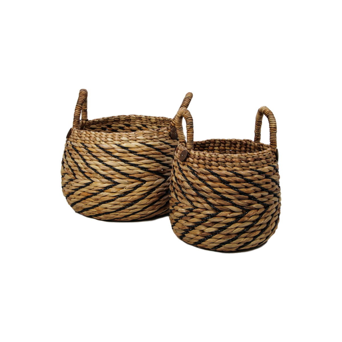 2 Piece Storage Basket Set - natural/black - Water Hyacinth