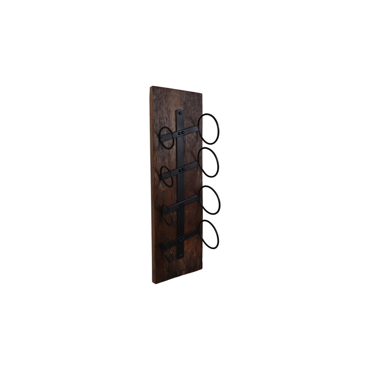 Wine rack 4 bottles - 20x14x65 - Brown/black - Old wood/metal