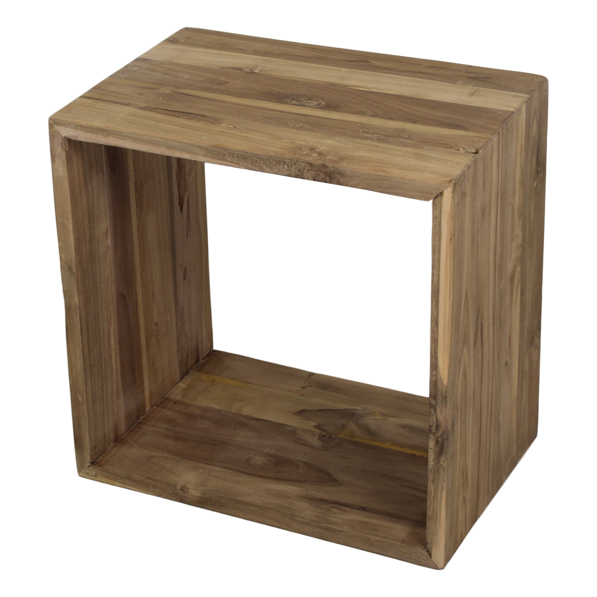 Cube side table - reclaimed teak