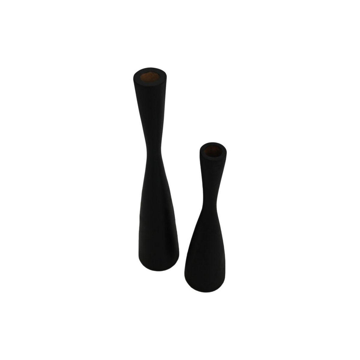 Candle Holder Set of 2  - ø8X32/ø8X42  - Black - Teak