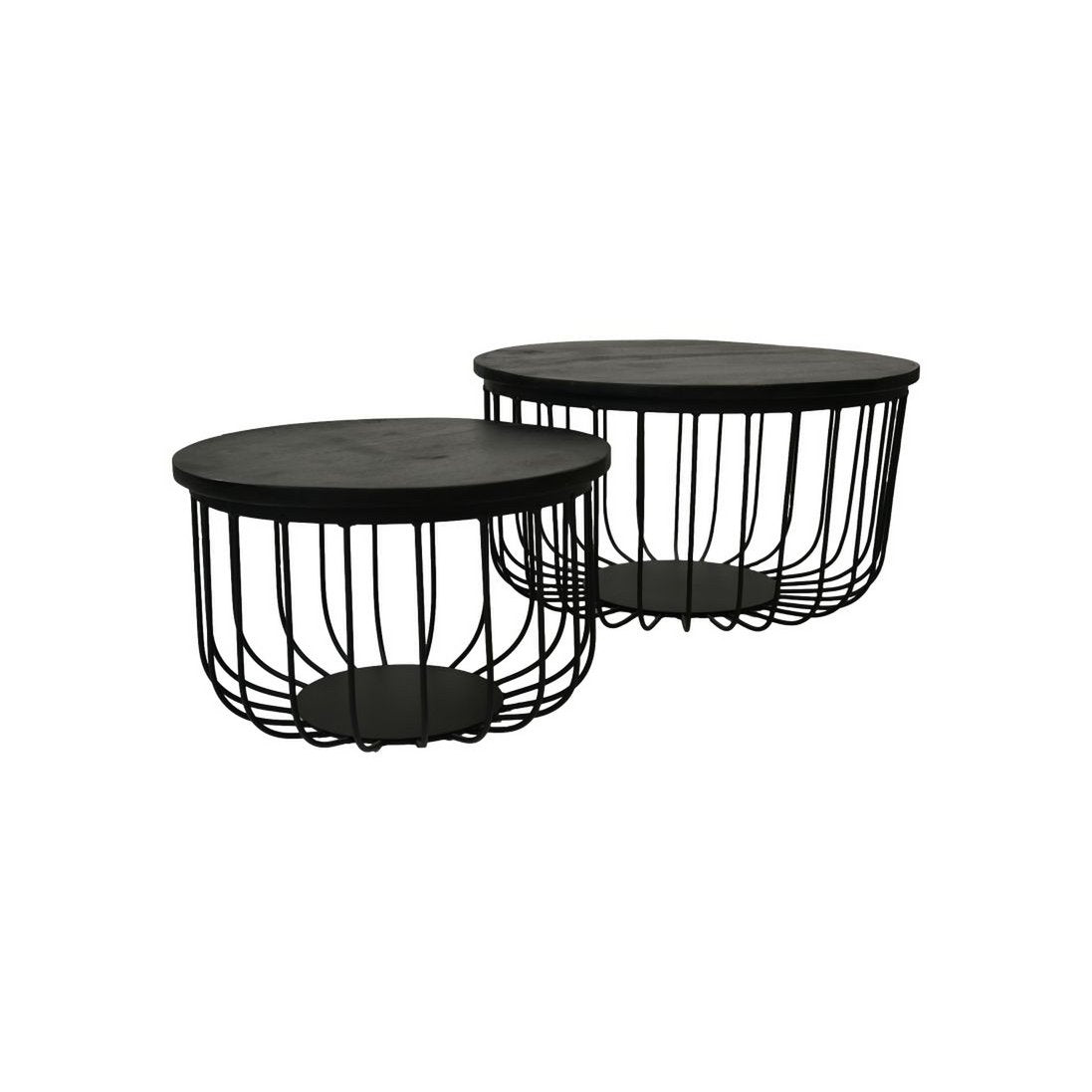 Coffee Table Maden - ø60 cm - Black - Mango wood/iron - Set of 2