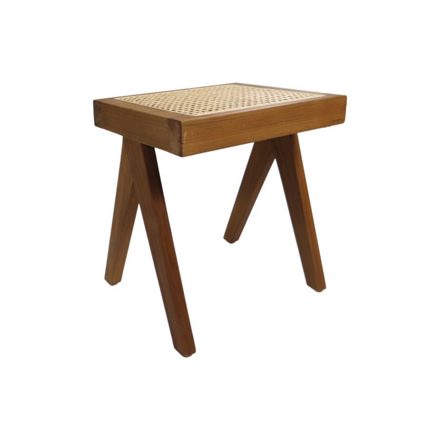 Decoratieve kruk - 42x32x45 - Naturel - Teak/rotan