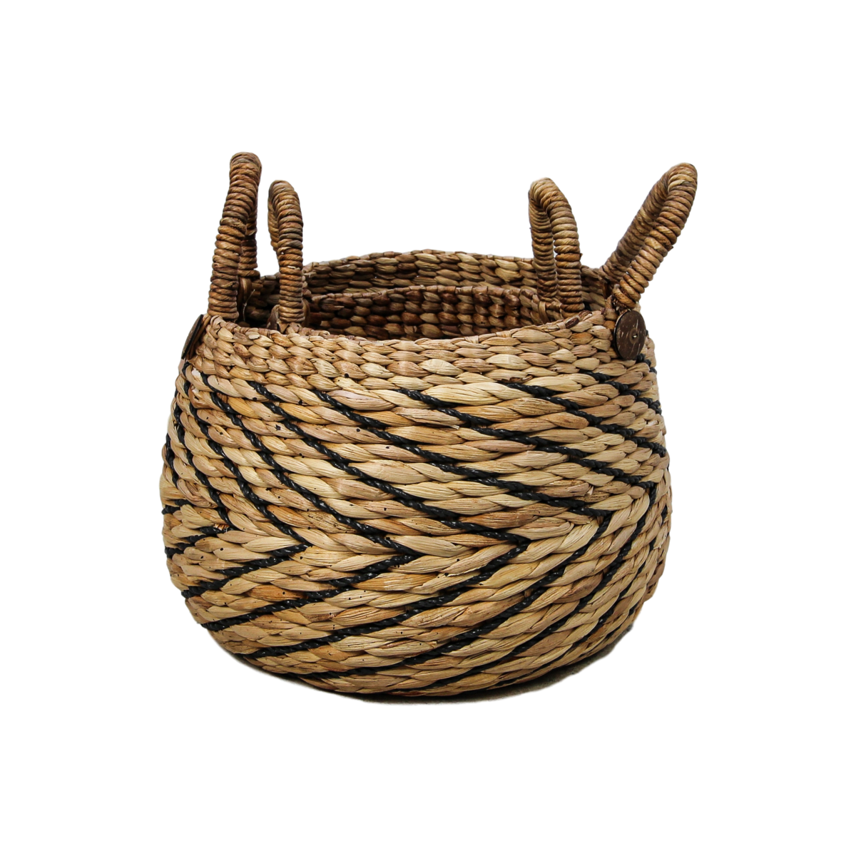 2 Piece Storage Basket Set - natural/black - Water Hyacinth