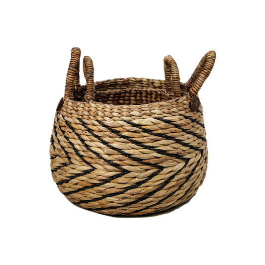 2 Piece Storage Basket Set - natural/black - Water Hyacinth