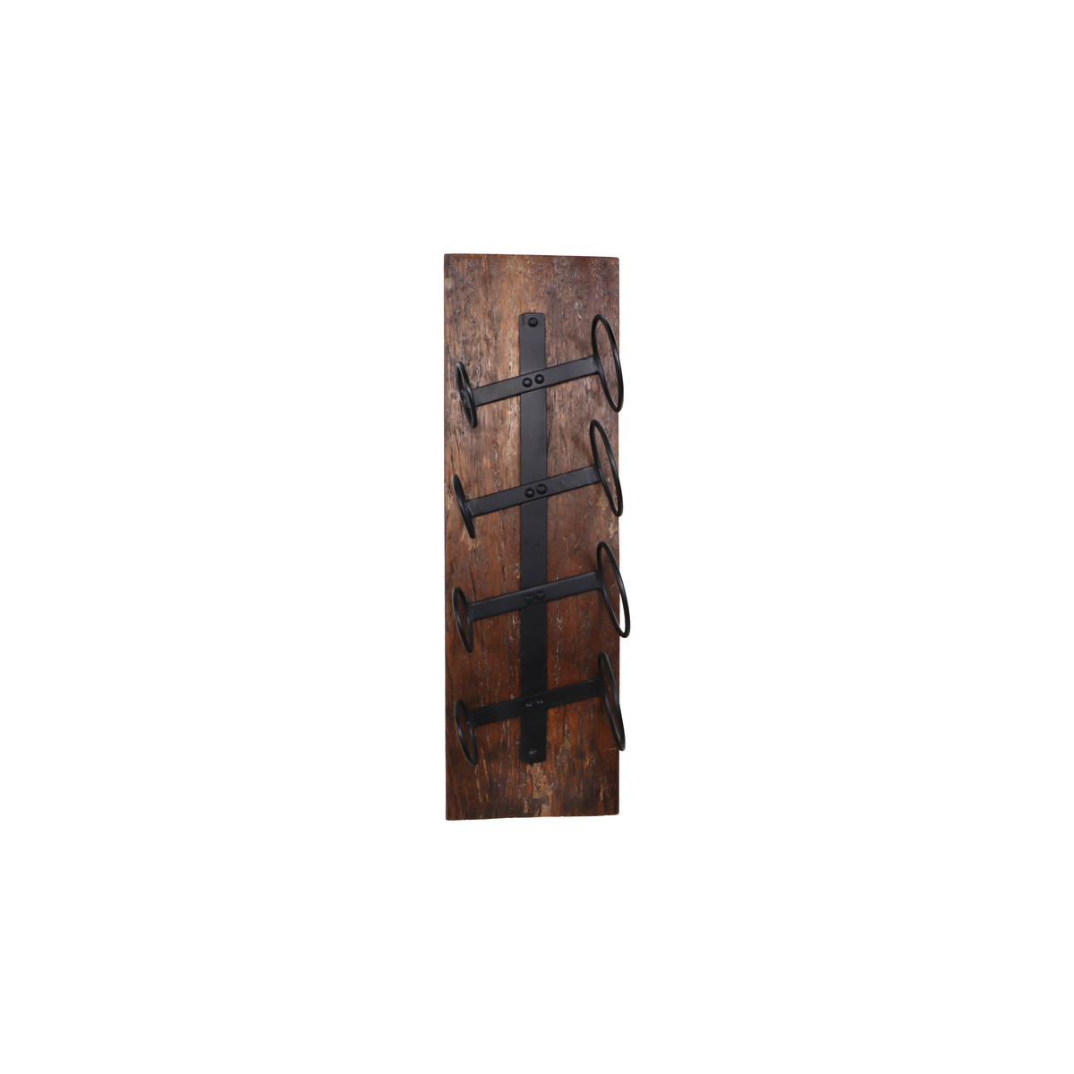 Wine rack 4 bottles - 20x14x65 - Brown/black - Old wood/metal