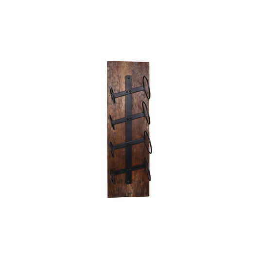 Wine rack 4 bottles - 20x14x65 - Brown/black - Old wood/metal