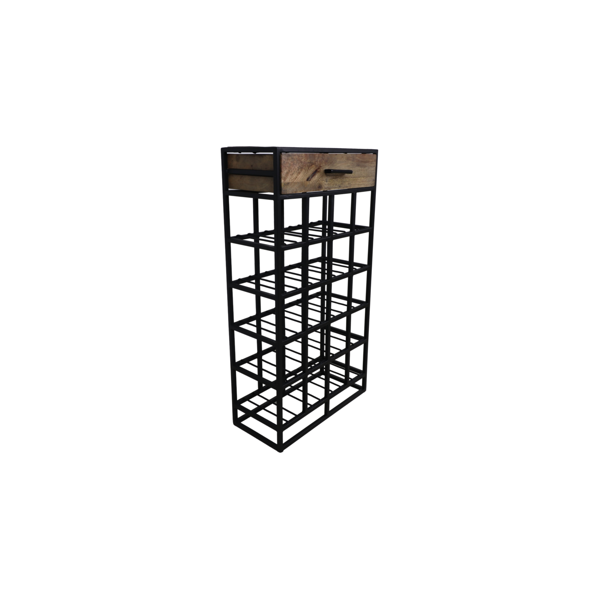 Wine rack 20 Bottles - 46x21x85 - Natural/black - Mango wood/iron