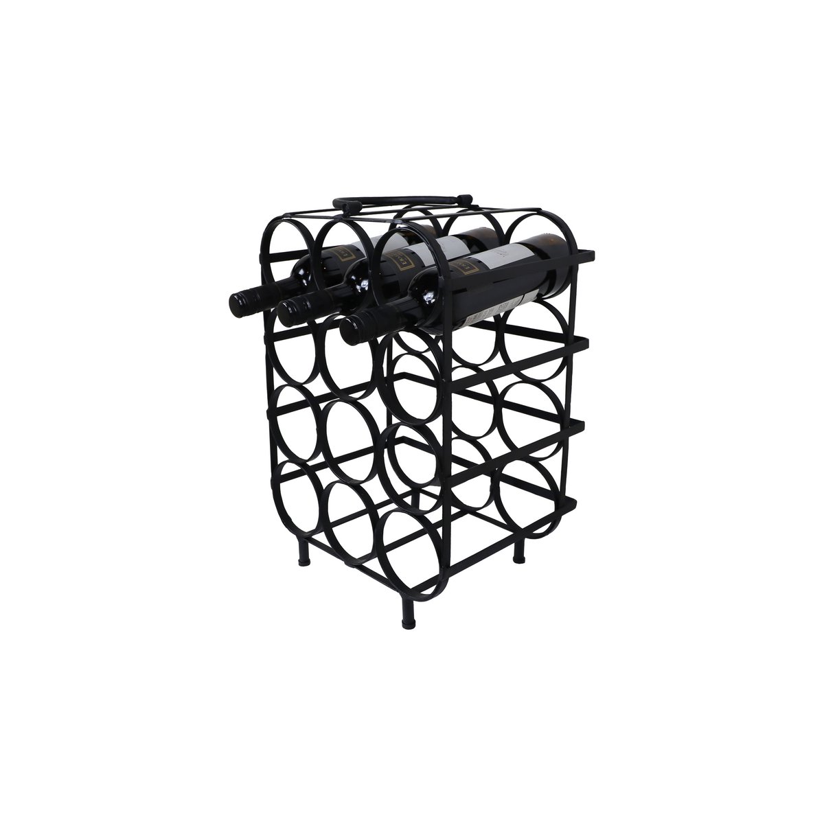 Wine rack 12 bottles - 35x25x50 - Black - Metal