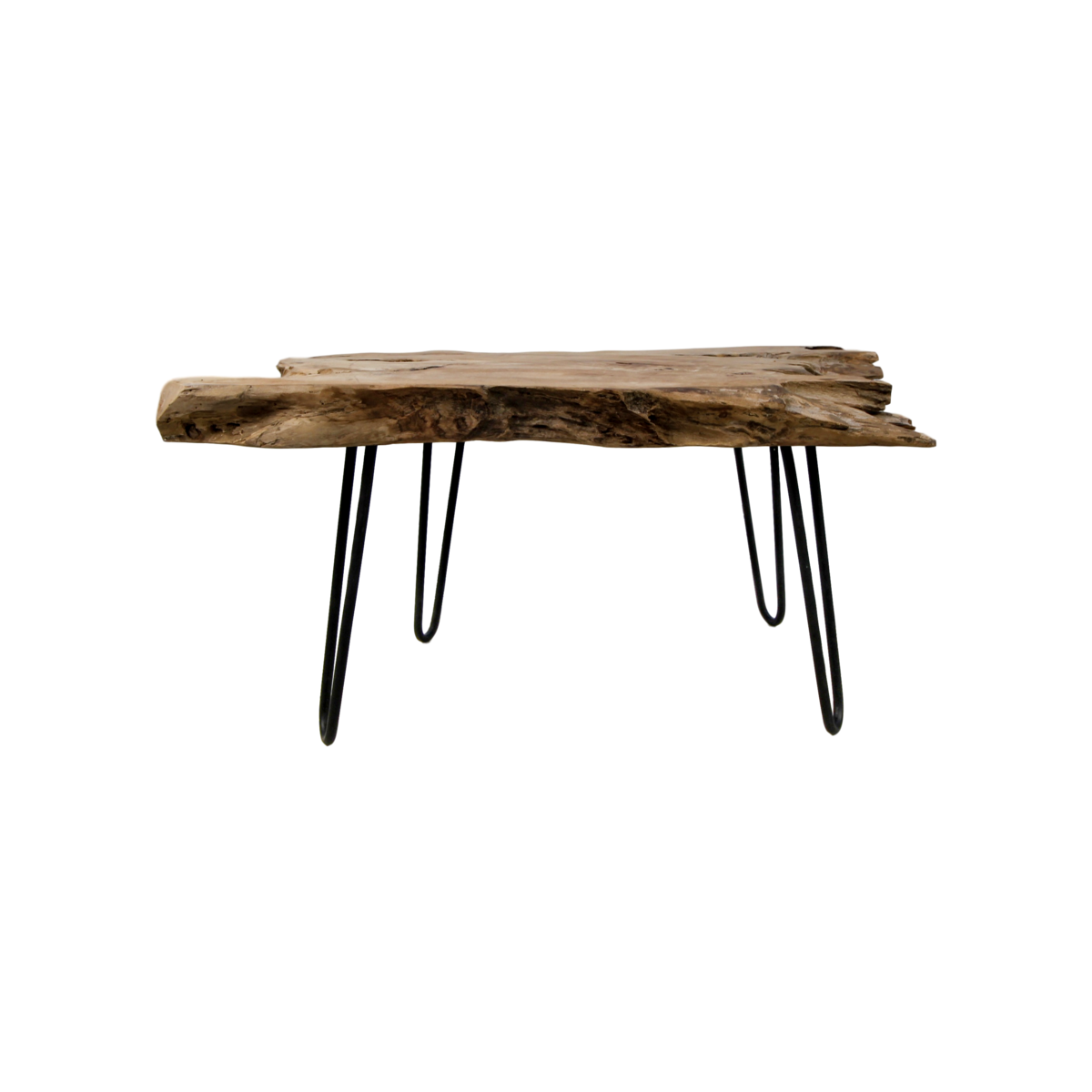 Coffee table - 90x55x42 cm - teak root/iron - unfinished