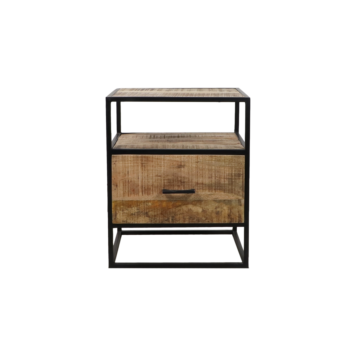 Bedside table - 45x35x55 - Brown/black - Mango wood/Metal