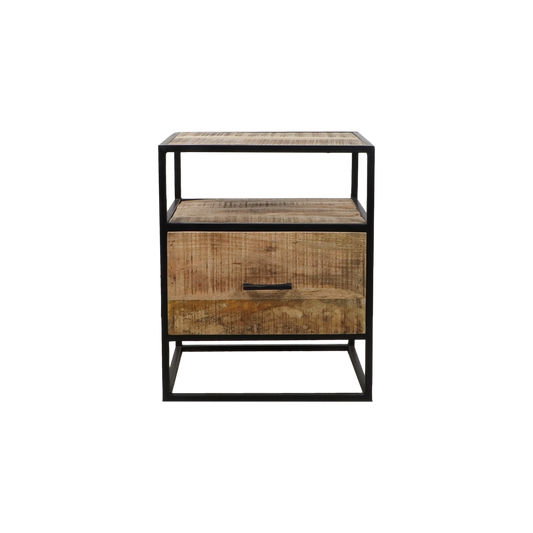 Bedside table - 45x35x55 - Brown/black - Mango wood/Metal