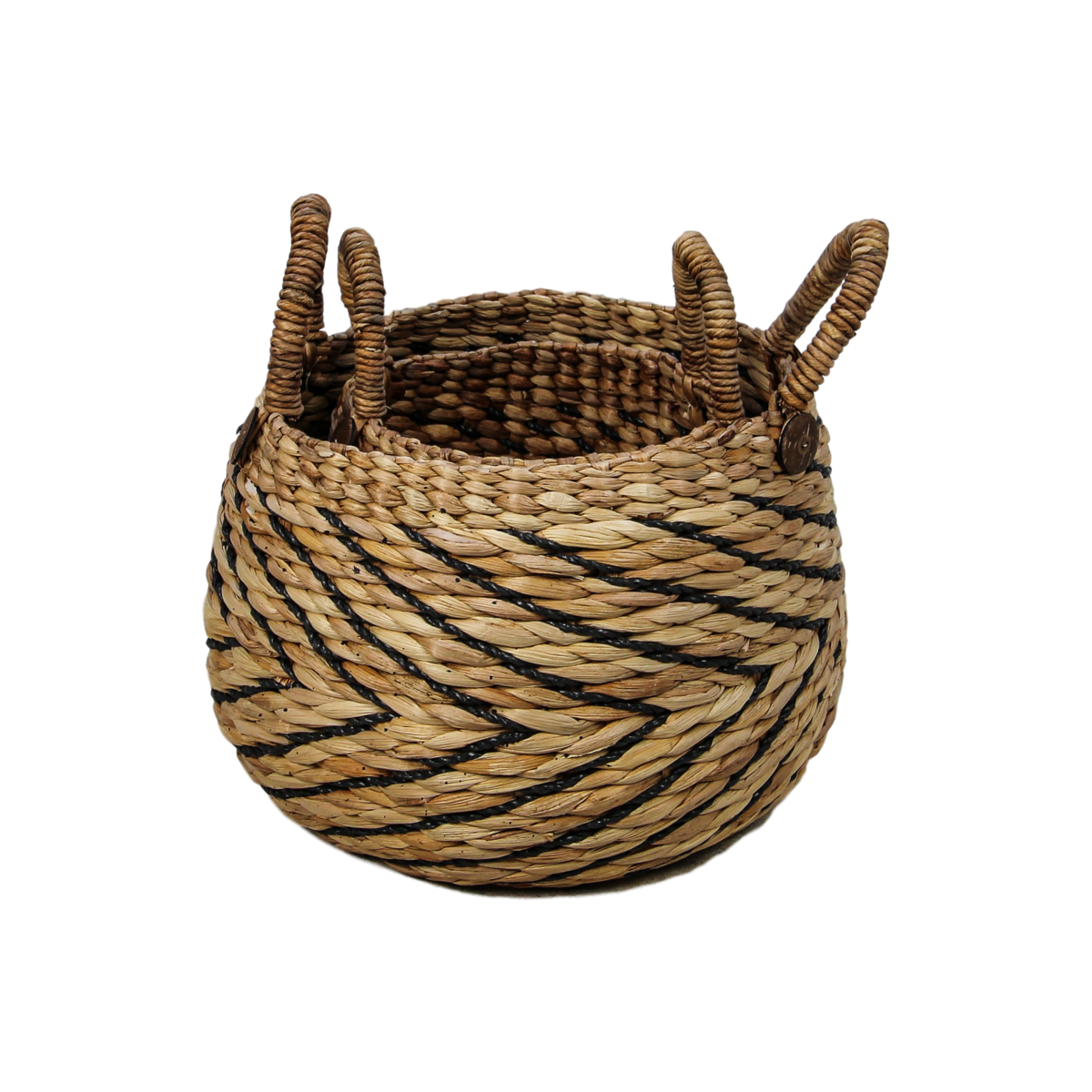 2 Piece Storage Basket Set - natural/black - Water Hyacinth